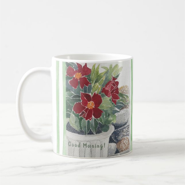 LOVELY HAND GEMALTET WASSERFARBEN BLUME KAFFEE TAS KAFFEETASSE (Links)