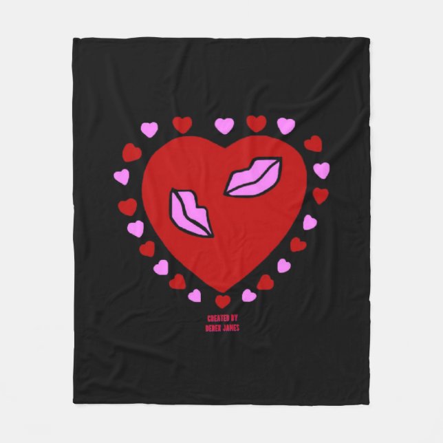 Lovely Heart Kisses Medium Fleece Blanket (Vorderseite)