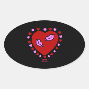 Lovely Heart Kisses Oval Sticker
