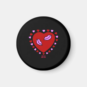 Lovely Heart Kisses Round Magnet
