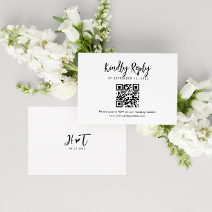 Lovely Heart Monogram Script Mariage QR Code Rsvp