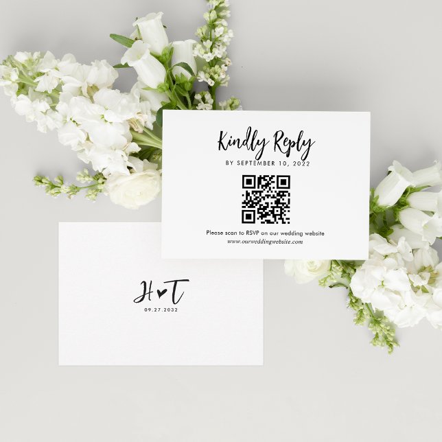 Lovely Heart Monogram Script Mariage QR Code Rsvp (Créateur téléchargé)