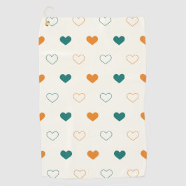 Lovely hearts / green orange cream golfhandtuch