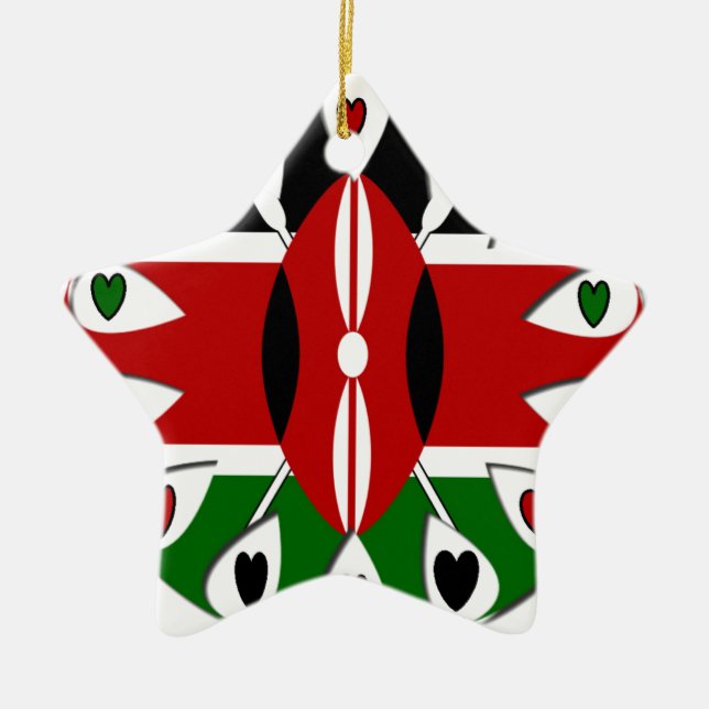 Lovely Hearts Kenya: Flag Art Motif Keramik Ornament (Vorne)