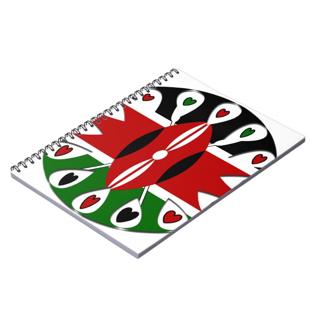 Lovely Hearts Kenya: Flag Art Motif Notizblock (Linke Seite)
