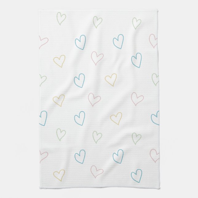 Lovely hearts pattern - Shower Curtain - Large Geschirrtuch (Vertikal)