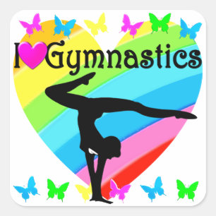 LOVELY I LIEBE GYMNASTICS DESIGN QUADRATISCHER AUFKLEBER