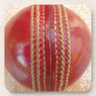 Lovely International Cricket rote Lederball Getränkeuntersetzer