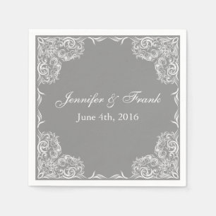 Lovely Lace Frame Gray Wedding Serviette