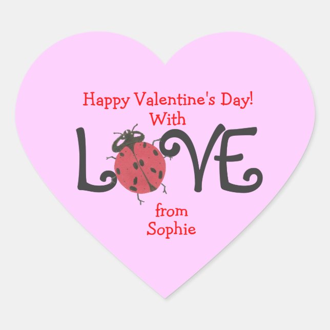 Lovely ladybug personalized valentine sticker (Vorderseite)