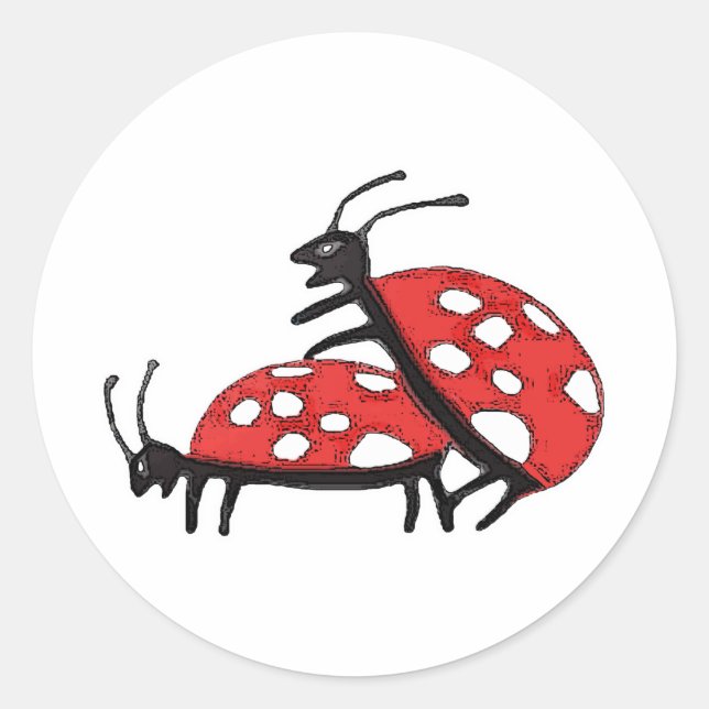 Lovely Ladybugs Runder Aufkleber (Vorderseite)