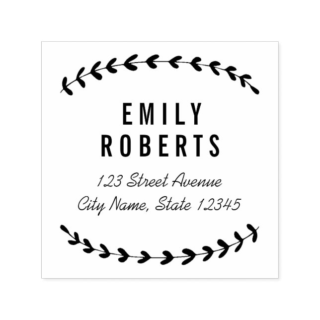 Lovely Laurels Personalisiert Rubber Briefmarke Permastempel (Design)