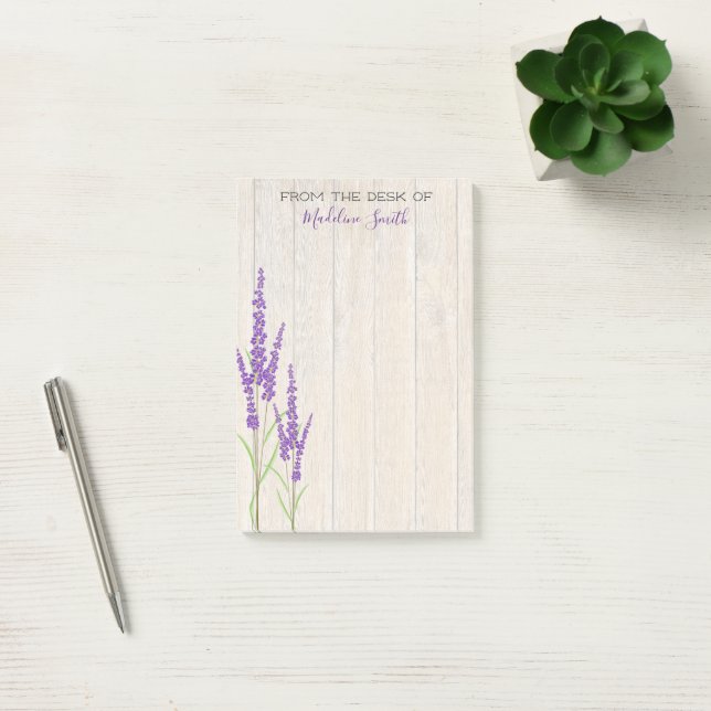 Lovely Lavender Botanical | PERSONALISIERT Post-it Klebezettel (Büro)