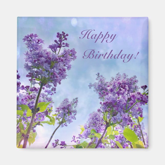 Lovely Lilac Happy Birthday Magnet (Vorne)