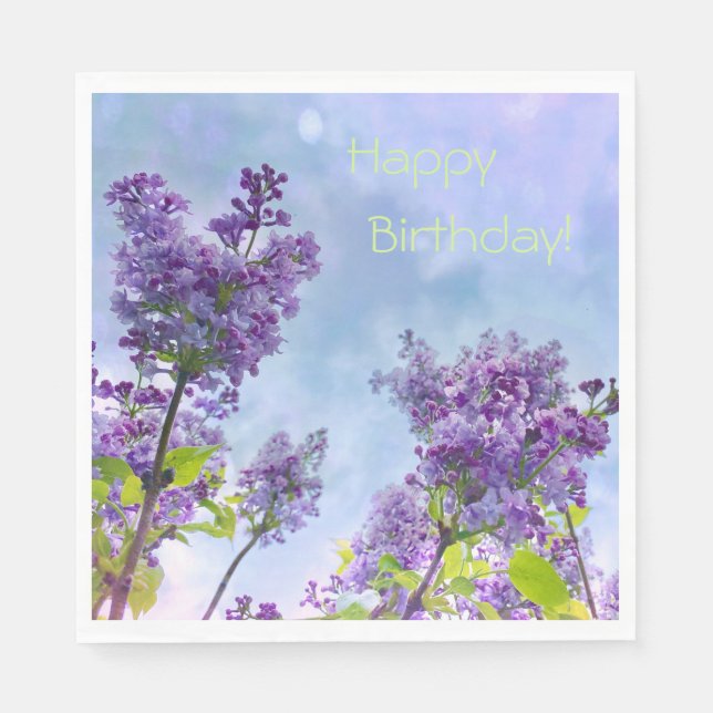 Lovely Lilacs Happy Birthday Serviette (Vorderseite)
