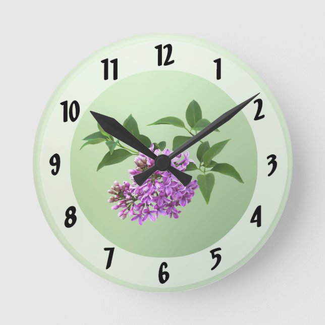Lovely Lilacs Runde Wanduhr (Vorderseite)