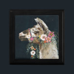 Lovely Llama Erinnerungskiste<br><div class="desc">Llama II von Victoria Borges. Verfügt über das Profil eines Lamas mit dekorativen Blume-Verzierungen.</div>