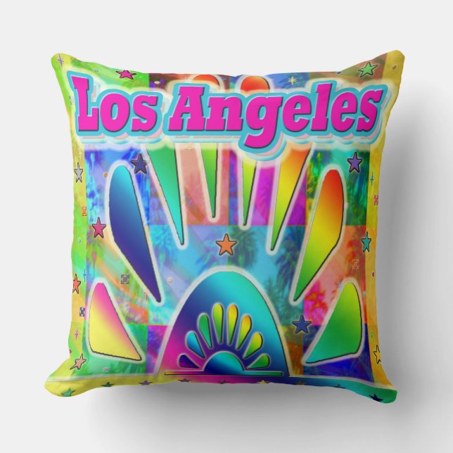 Lovely Los Angeles Sun & Palms Coussin (Recto)