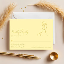 Lovely Modern Script Butter Yellow Wedding RSVP
