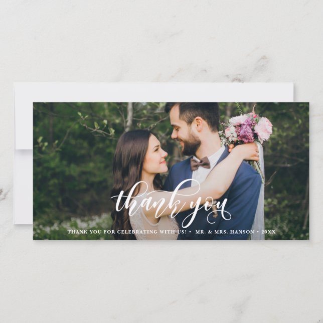 Lovely Moderne Calligraphie Mariage Merci (Devant)