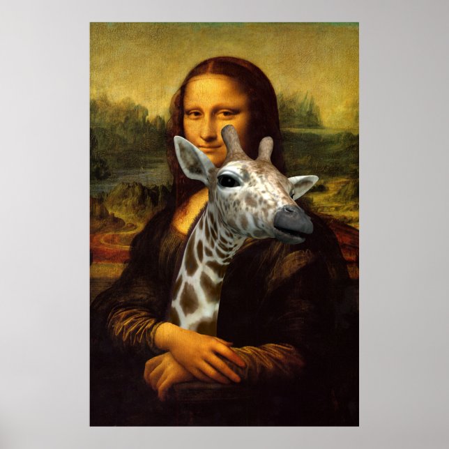 Lovely Mona Lisa Hugs A Giraffe Poster (Vorne)