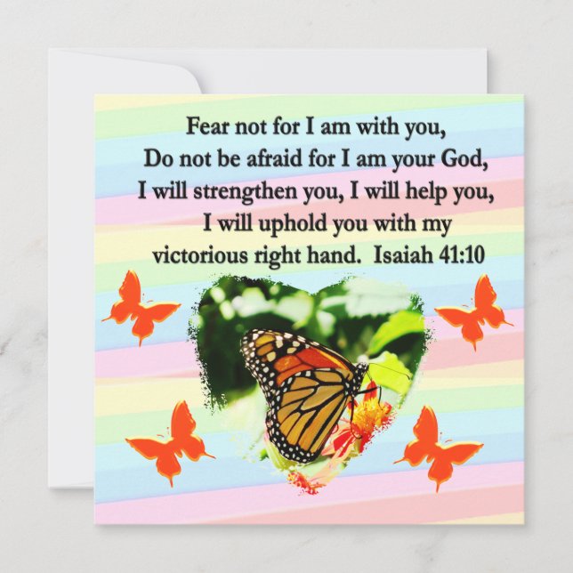 LOVELY ORANGE BUTTERFLY ISAIAH 41:10 DESIGN EINLADUNG (Vorderseite)