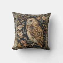 Lovely Owl in the Flowers Garden ,Gold Checkered