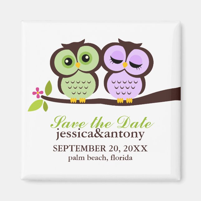 Lovely Owls Save the Date Magnet (Vorne)
