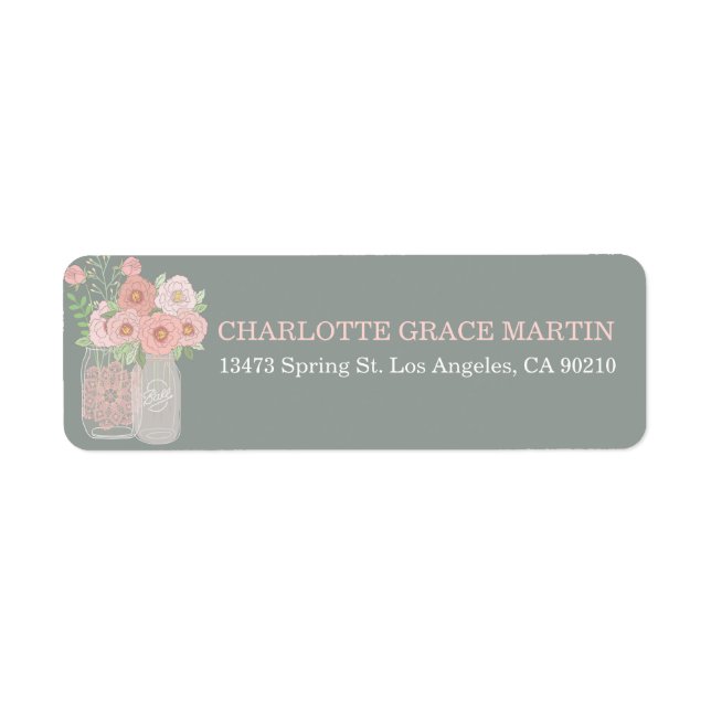 Lovely Peonies Mason Jar Address Labels (Vorne)