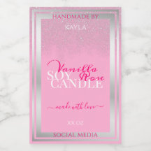 Lovely Pink and Silver Product Packaging Labels