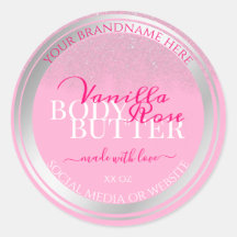 Lovely Pink and Silver Product Packaging Labels