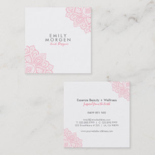 Lovely Pink Paisley Mandala Quadratische Visitenkarte