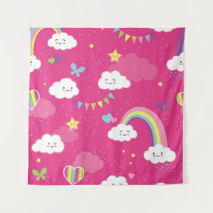 Lovely Pink Rainbow Sky repeating pattern. A seaml Wandteppich