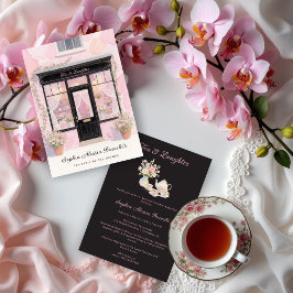 Lovely Pink Vintage Tea Party Bridal Shower  Einladung
