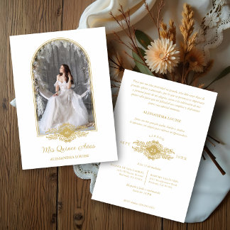 Lovely Quinceañera Spanish Stilysh Gold Chic Arch Einladung