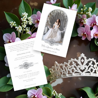 Lovely Quinceañera Spanish Stilysh Grey Chic Arch Einladung