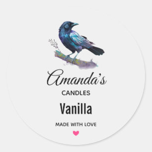 Lovely Raven on the Treff Branch Candle Business Runder Aufkleber