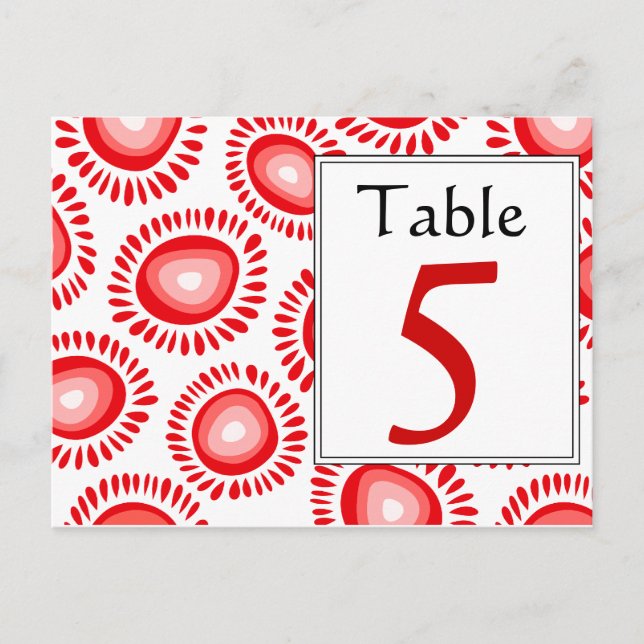 Lovely red funky Blume Tischnummer Postcard (Vorderseite)