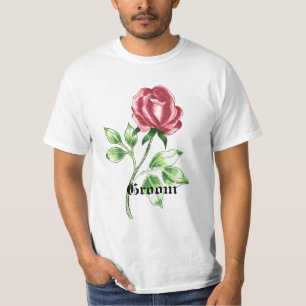 Lovely Red Rose marié personnalisé t-shirt de mari
