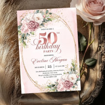 Lovely Rose Gold Blush Flowers 50th Birthday Party