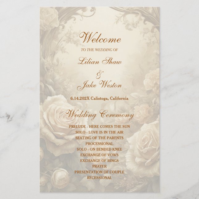 Lovely Rose Wedding Programme (Devant)