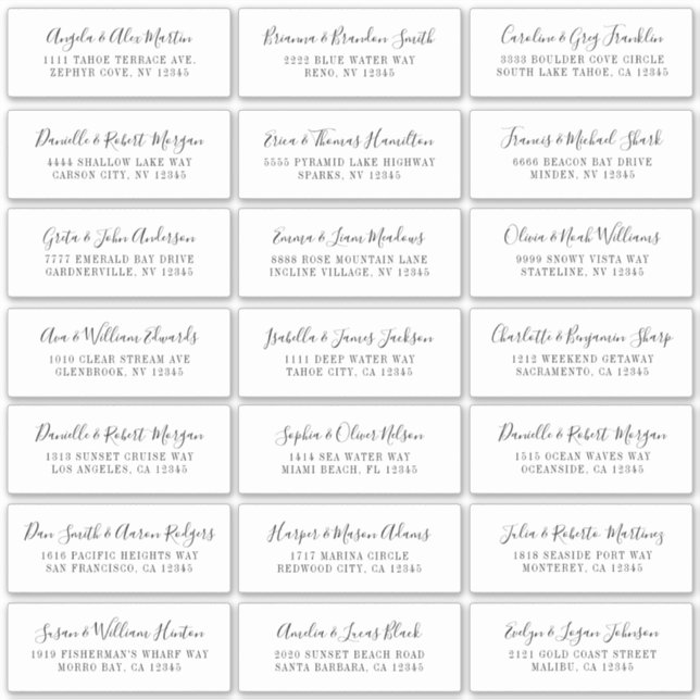 Lovely Script White Individual Address Labels (Vorderseite)