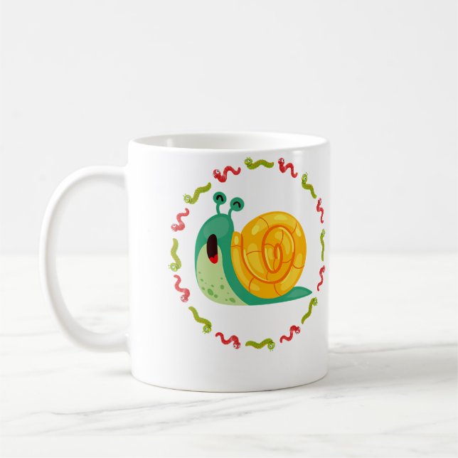 Lovely Snail In Colourful Caterpillar Circle Garde Kaffeetasse (Links)