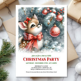Lovely snowy forest baby deer Christmas invite   Einladung