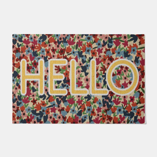  Lovely Spring Flowers Doormat, Hello   Fußmatte (Vorderseite)