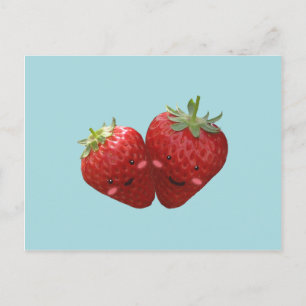 Lovely Strawberry Couple Postcard Postkarte