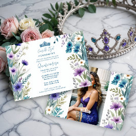 Lovely Sweet Floral Garland Spanish Photo Mis XV I Einladung