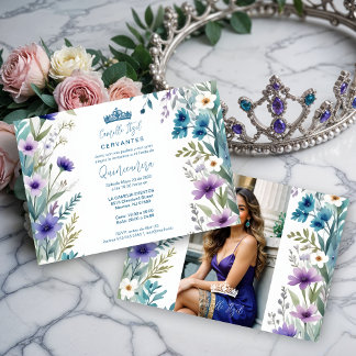 Lovely Sweet Floral Garland Spanish Photo Mis XV I Einladung