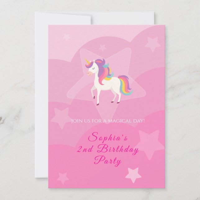  Lovely Unicorn Birthday Invitation (Devant)