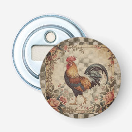 Lovely Vintage Rooster ,Flowers Pattern, Checke Flaschenöffner